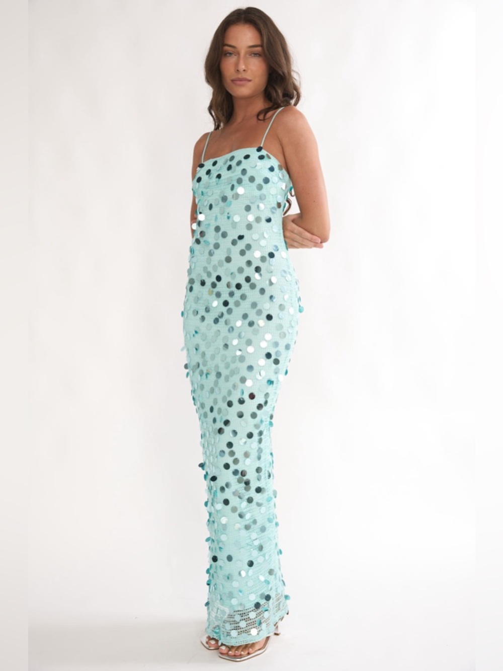 Summer Socialite Blue Sequin Embellished Maxi Dress - Picture 5 of 10